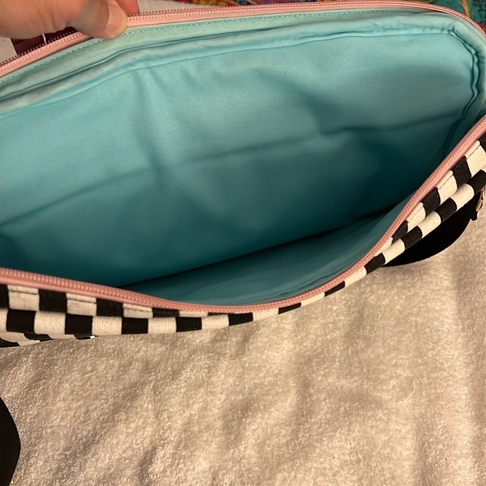 Pink and Black Striped Women's computer Bag - Picture 5 of 5